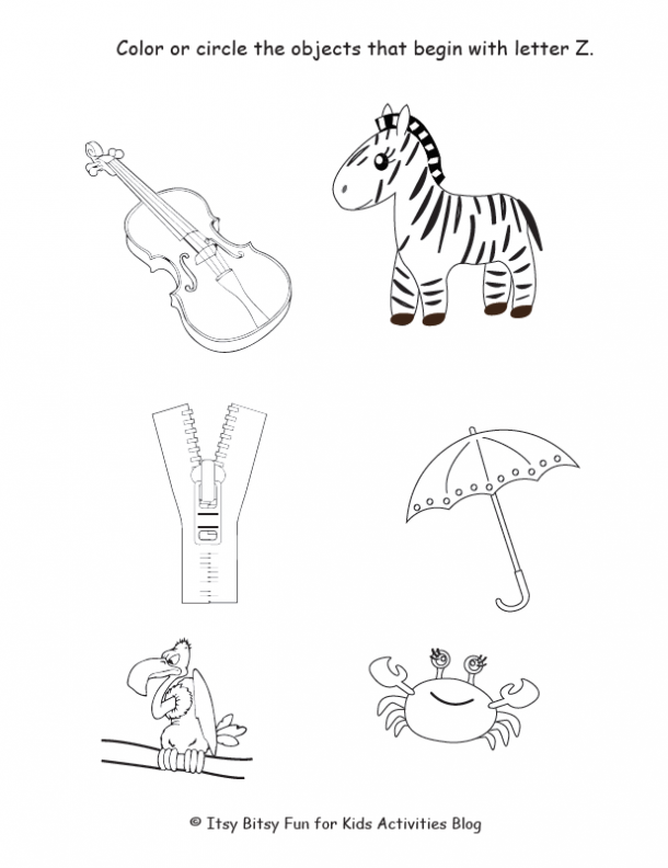 letter z worksheet for preschoolers