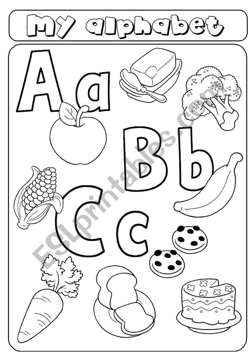 My alphabet - letters a b c - food - ESL worksheet by asia1978