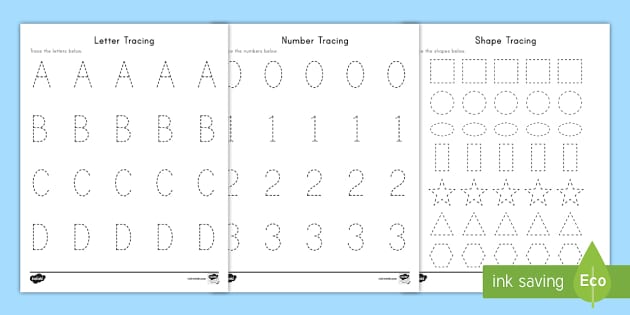 FREE Letters, Numbers, and Shapes Tracing Activity Pack - Worksheets Library free-letters-numbers-and-shapes-tracing-activity-pack-worksheets-library