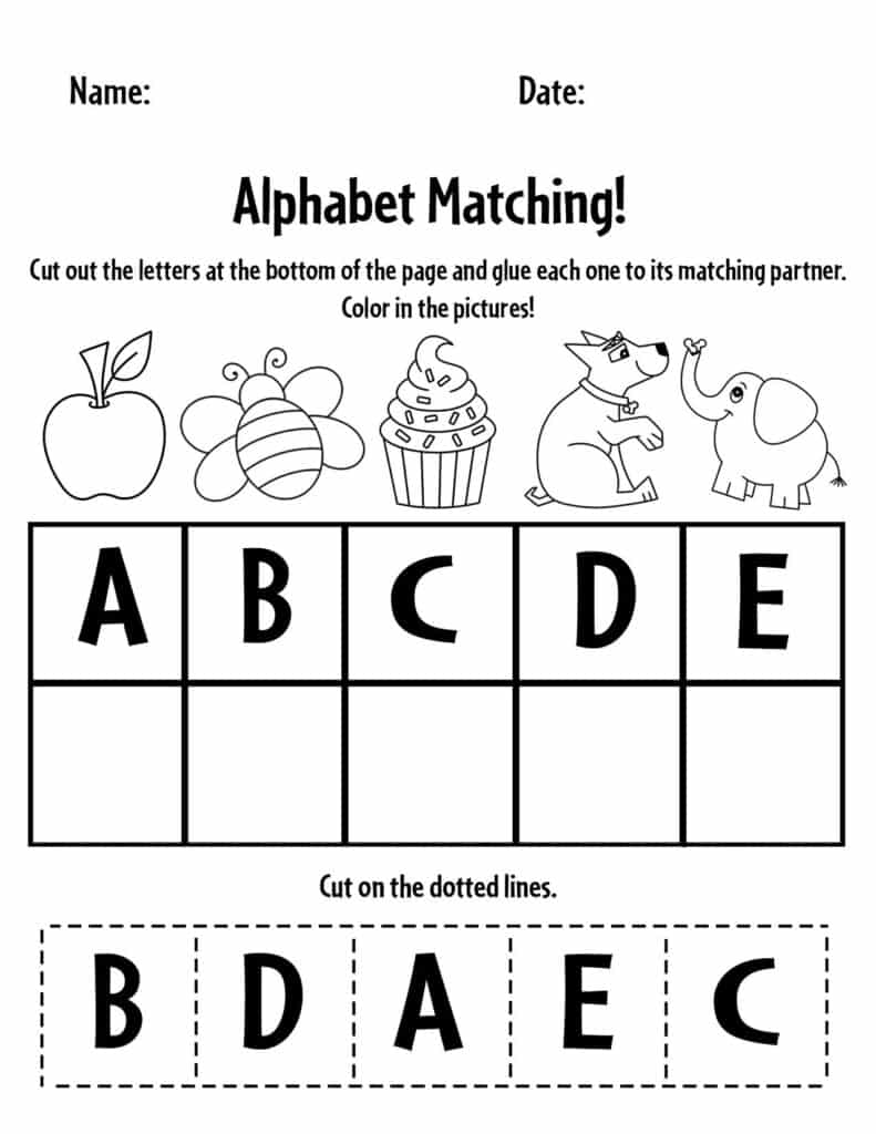 Free Alphabet Matching A-Z Worksheets for Preschool ⋆ The ...