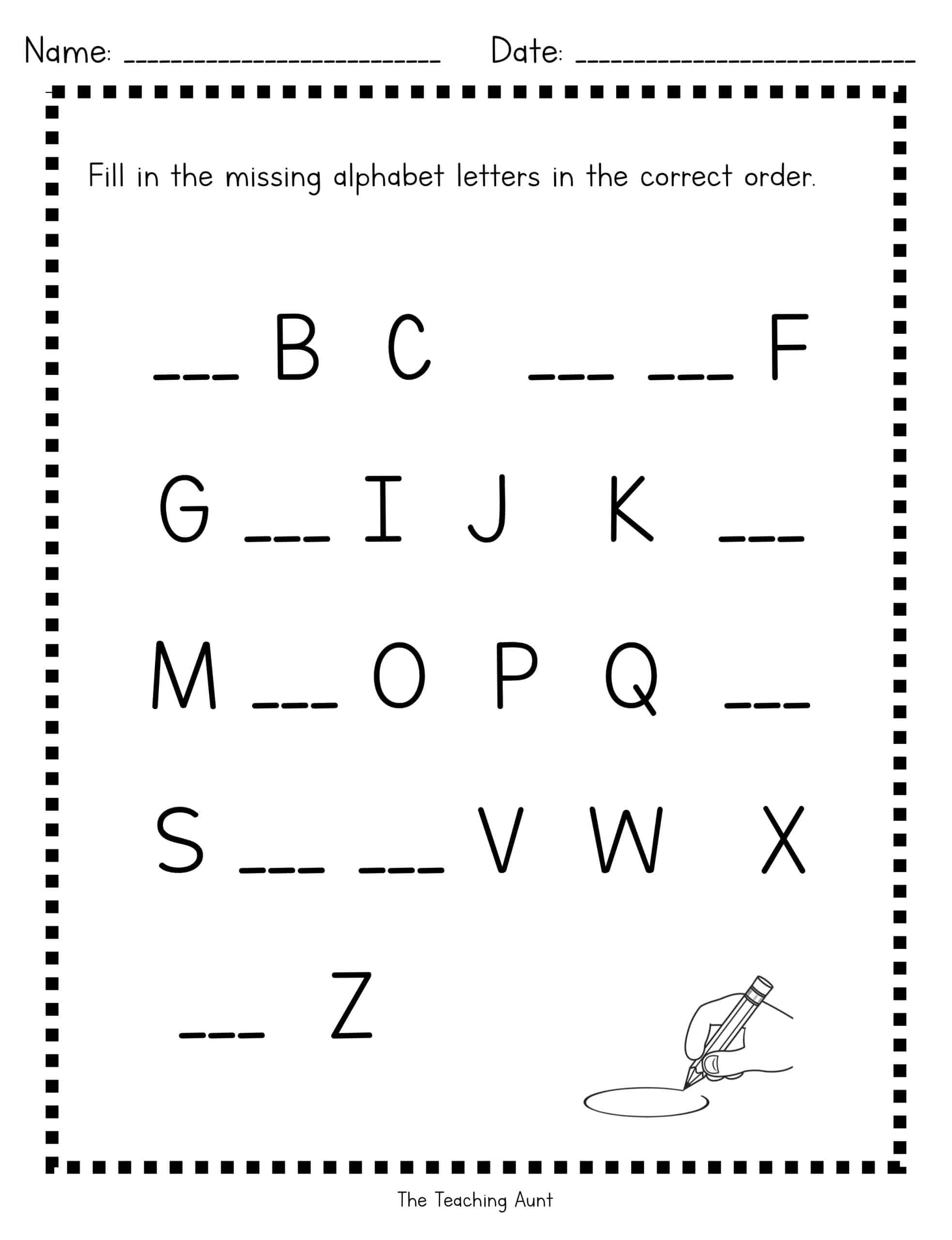 letters of the alphabet worksheet