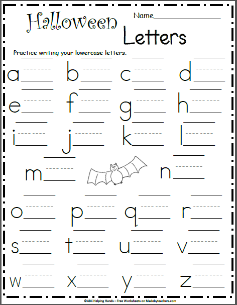Lowercase Letter Writing Worksheet - Halloween | Made By Teachers