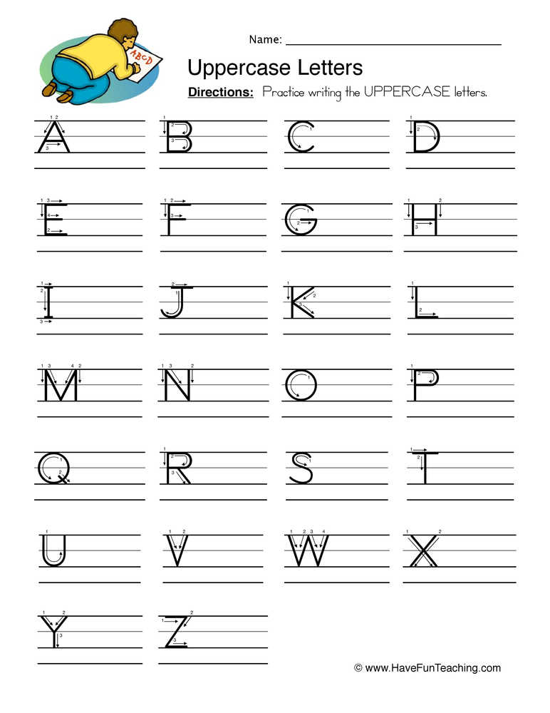Uppercase Letters Writing Worksheet  