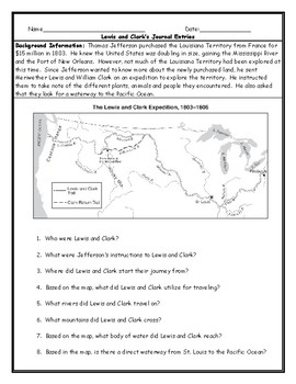 lewis and clark map worksheet