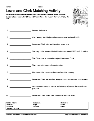 Free Lewis and Clark Worksheets and Coloring Pages