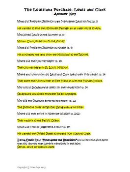 lewis and clark worksheet answers