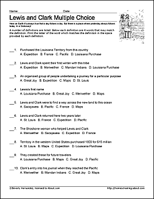Free Lewis and Clark Worksheets and Coloring Pages