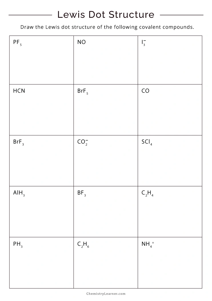Free Printable Lewis Dot Structure Worksheets