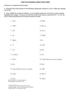 Practice Drawing Lewis Structures Worksheet for 9th - 12th Grade ...