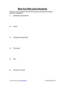More Fun with Lewis Structures Worksheet for 9th - 12th Grade ...
