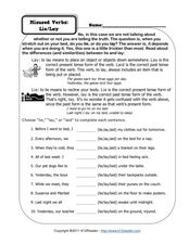 Misused Verbs: Lie/Lay Worksheet for 2nd - 4th Grade | Lesson Planet