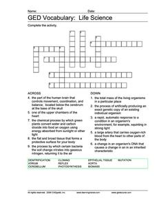GED Vocabulary: Life Science Worksheet for 9th - 12th Grade ...