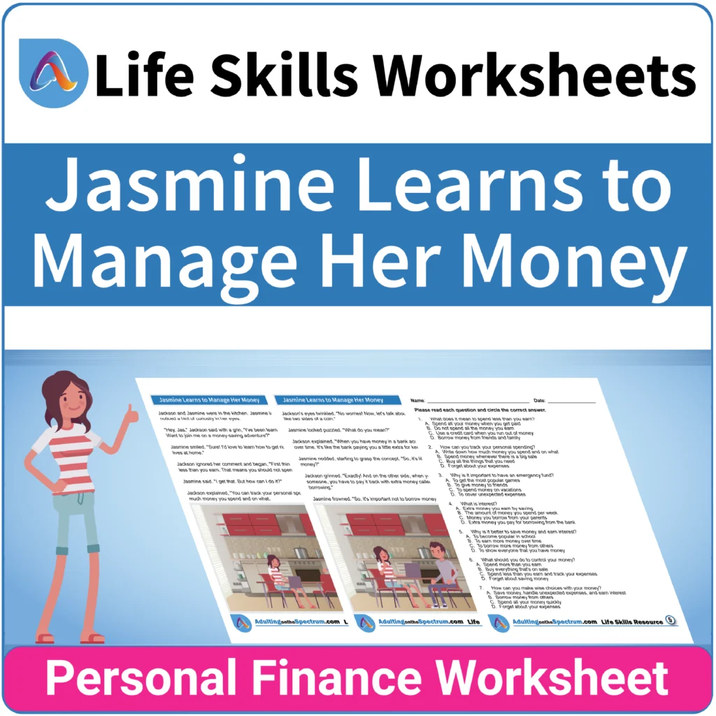 life skills worksheet for kitchen