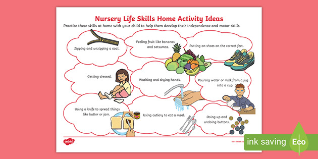 life skills worksheet for nursery