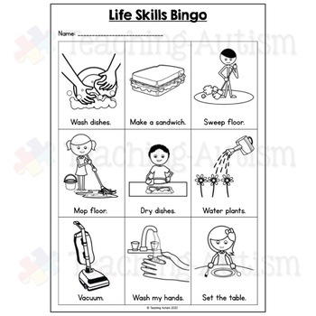 Life Skills Homework | Special Education Activities by Teaching Autism