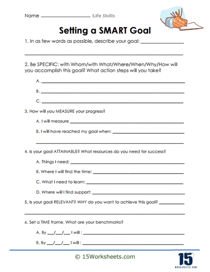 life skills worksheet for teenagers