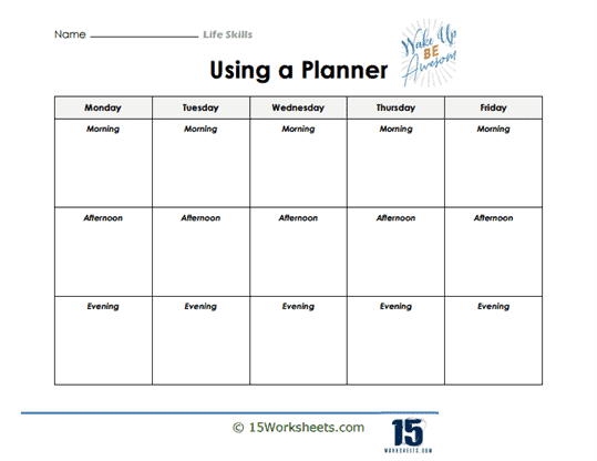 life skills worksheet high school