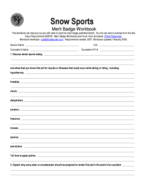 Bsa Snow Sports Merit Badge Workbook - Fill and Sign Printable ...