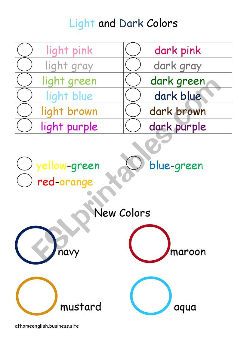 light and color basics worksheet