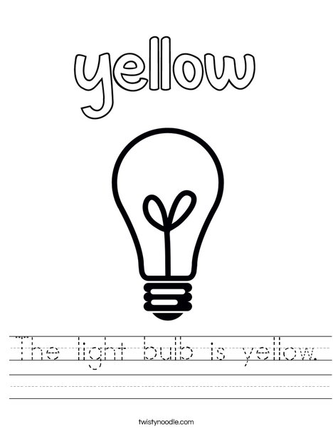 The light bulb is yellow Worksheet - Twisty Noodle