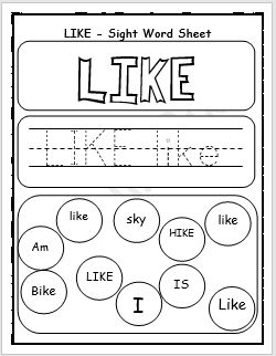 Sight Word Worksheets - Kindergarten by Red Headed Teacher | TPT