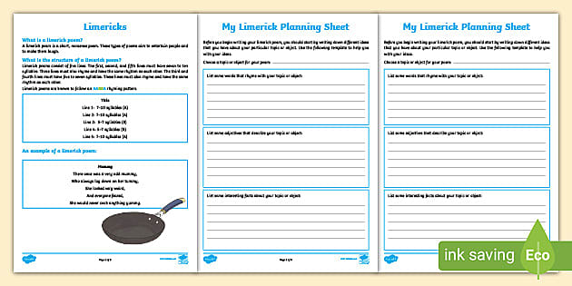 Limerick Writing Template - Primary Poetry Resource - Twinkl