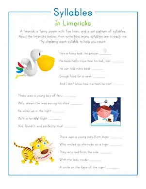 Count the Limerick Syllables | Worksheet 