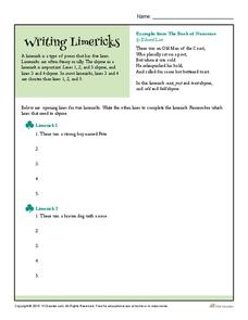 Limerick Lesson Plans &  Worksheets | Lesson Planet