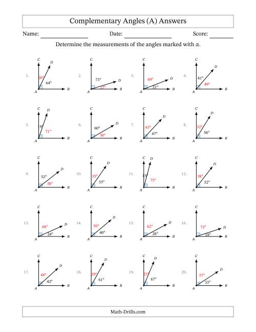 Complementary Angle Relationships (A)