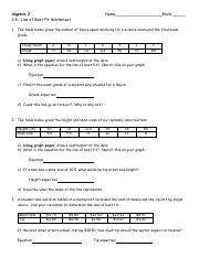 line of best fit worksheet answers
