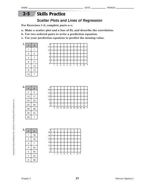 line of best fit worksheet with answers
