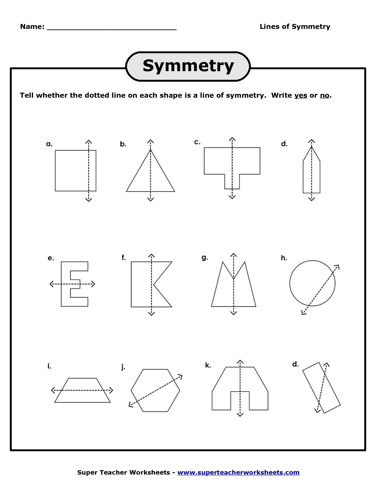 line of symmetry worksheet pdf