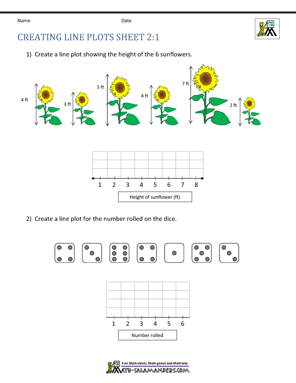 line plot 2nd grade worksheet