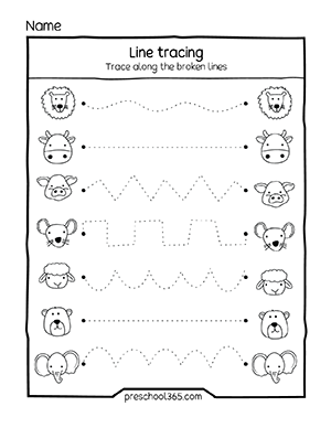 line tracing worksheet for preschool