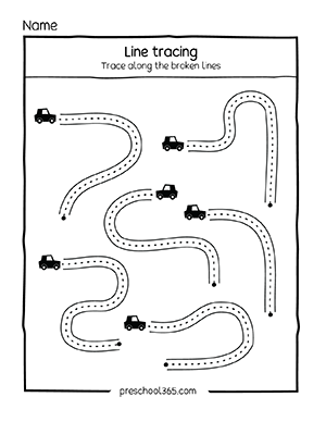 line tracing worksheet for preschool