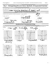 Table.pdf - FOA/Algebra 1 Unit 5: Comparing Linear Quadratic and ...