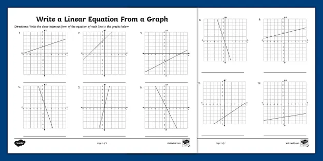 Eighth Grade Write a Linear Equation From a Graph Activity