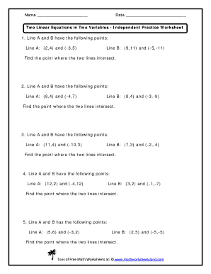Linear Equations In Two Variables Worksheets With Answers - Fill ...