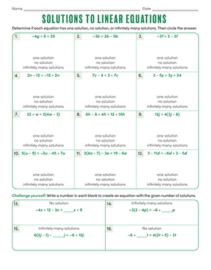 Linear equations. 8th Grade Math Worksheets, Study Guides and ...