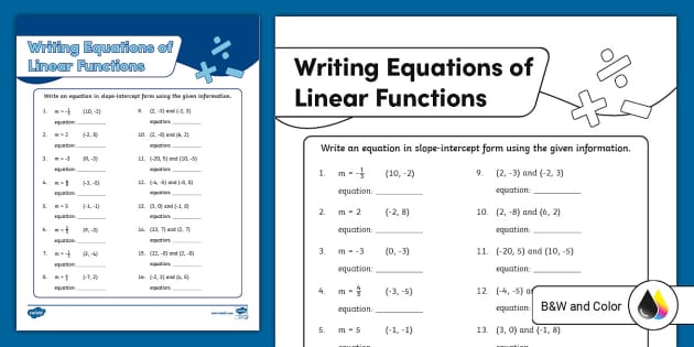 Linear equations. 8th Grade Math Worksheets, Study Guides and ...