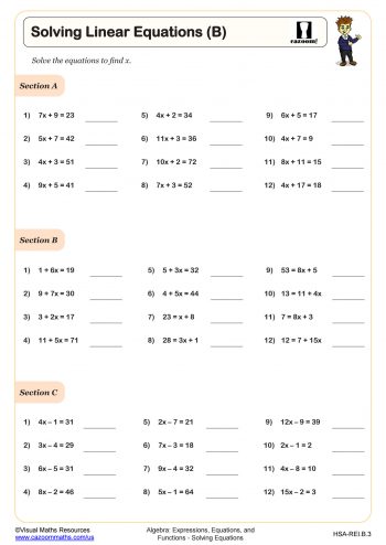Solving Linear Equations (Without Negatives) Worksheet | Fun and ...