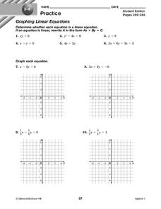 linear graphing worksheet