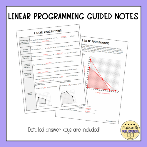 Linear Programming Guided Notes for Algebra 2 | Made By Teachers ...