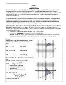 Linear Programming Worksheet for 9th - 12th Grade | Lesson Planet ...