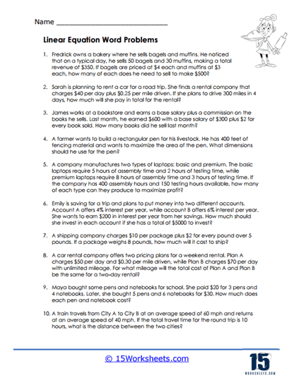 Free linear system word problems worksheet, Download Free linear system ...