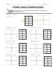 8.2 Linear vs. Non-Linear - Name Period 9.2 Notes Linear vs ...
