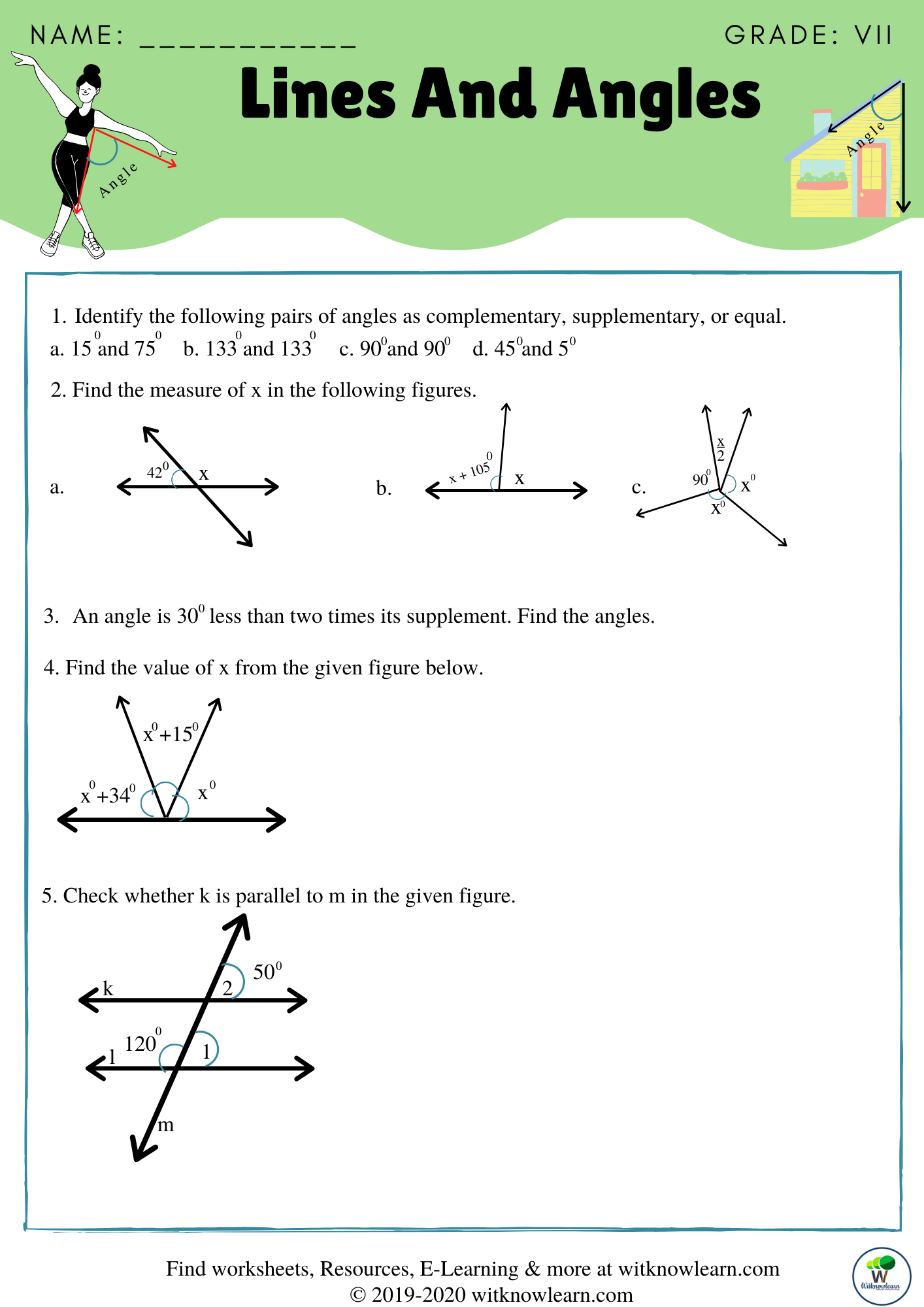 lines and angles worksheet