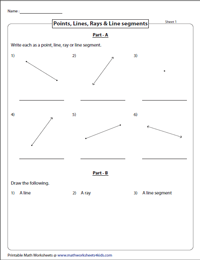 Lines, Rays and Line segments Worksheets