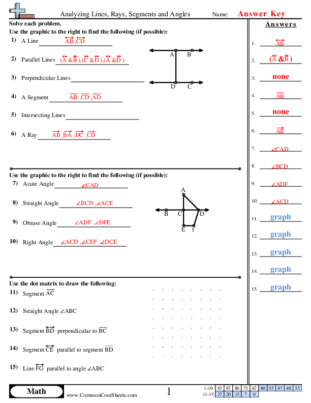 Analyzing Lines, Rays, Segments and Angles Worksheet Download