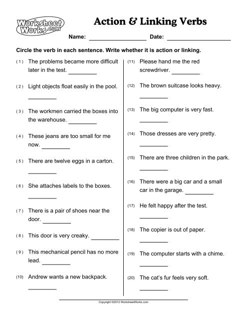 A Action &   Linking Verbs